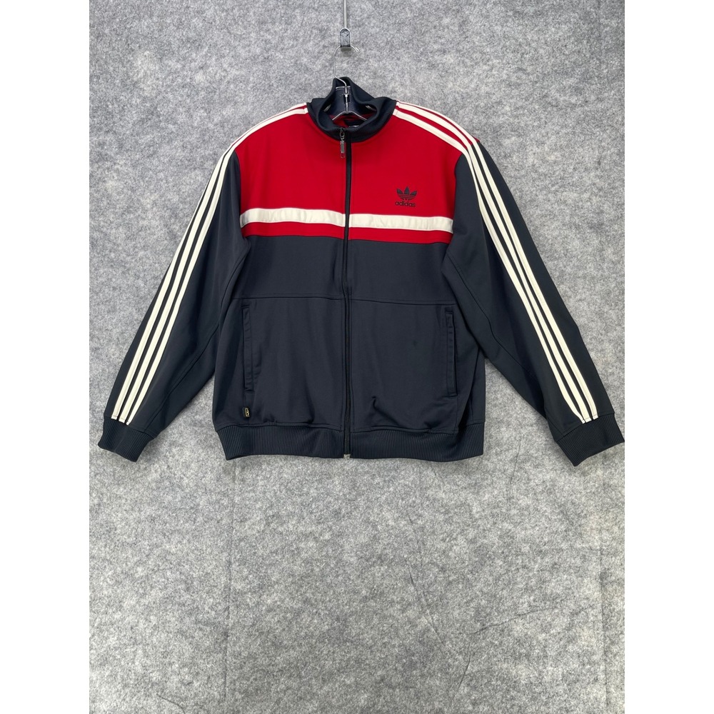 VTG Adidas Firebird Track Jacket Men Large Black Red Colorblock Trefoil Zip Y2K‎